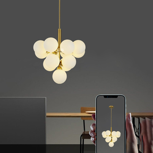 <span class=keywords><strong>Lampadario</strong></span> a Soffitto di Lusso in Ferro e Vetro, Lampada a Sospensione con <span class=keywords><strong>Sfere</strong></span> e Bolle, Facile Installazione - Product Image 4