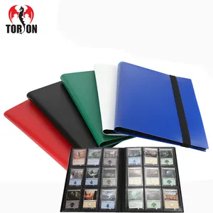 Classeur de cartes à collectionner Torson en plastique PP coloré 4-9-Pocket 360 + avec bande élastique Cartes de jeu photo Album Oard Livre de cartes de jeu