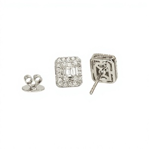 Pendientes de Diamantes Creados en Laboratorio, Joyería Fina, Plata de Ley 925, Oro Blanco Sólido de 10K, 14K, 18K, Pendientes con Halo de Ilusión - Product Image 2