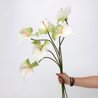 Rangkaian Bunga Anthurium Artificial PU Real Touch Langsung dari Pabrik, Tangkai Tunggal, Flaming Crane Palm, Dekorasi Pernikahan & Rumah