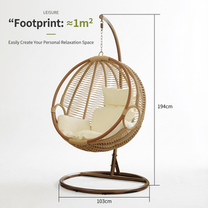 Silla Colgante de Mimbre Meiqi para Exteriores, Silla Tipo Huevo con Mesa Lateral, Silla Colgante de Ocio para Jardín y <span class=keywords><strong>Terraza</strong></span> - Product Image 2