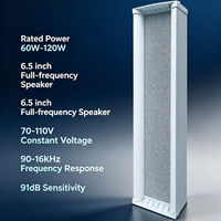 Altavoz de Columna PA de Voltaje Constante de 6.5 Pulgadas, 60W-120W, Altavoz de Pared para Megafonía en Mezquitas, Escuelas y Supermercados
