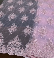 Tissu brodé en tulle à perles violettes, best-seller, perles fantaisie, paillettes, double face, 100% polyester, robes de mariage pour filles