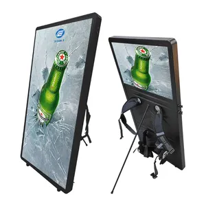 Rectangular LED Backpack Billboard Printed Advertising Poster With Aluminum Frame Digital Display Walking Sign