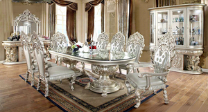 Ensemble de salle à manger en teck noir de luxe, ensemble de meubles de salle à manger classiques en bois, ensemble de table et de chaises en teck massif, USA - Product Image 4