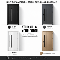 Pintu Depan Villa Aluminium Modern OEM ODM Sistem Penguncian Multi Titik, Aluminium Hitam, Meningkatkan Keamanan Pintu Eksterior