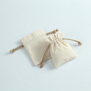 Sac à cordon pour bijoux en coton et lin, 8x10cm, 15x20cm, rangement pour bijoux, bagues, banques d'alimentation, tissu rectangulaire blanc cassé - Product Image 2