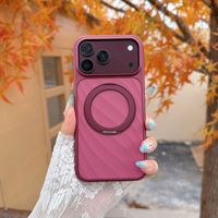 Coque de téléphone magnétique Ripple pour iPhone 17 18 Pro Max avec support anneau rotatif, cadre métallique pour objectif d'appareil photo, coque arrière antichoc