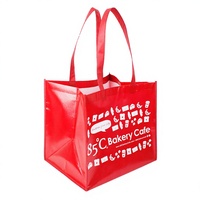 Sacs fourre-tout écologiques personnalisés en tissu non tissé, réutilisables, laminés, taille moyenne, avec bandoulière et longues poignées