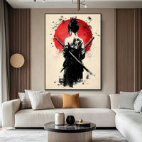 Tenture murale encre Figure impressions sur toile abstraite rétro peinture décorative samouraï asiatique Art japonais