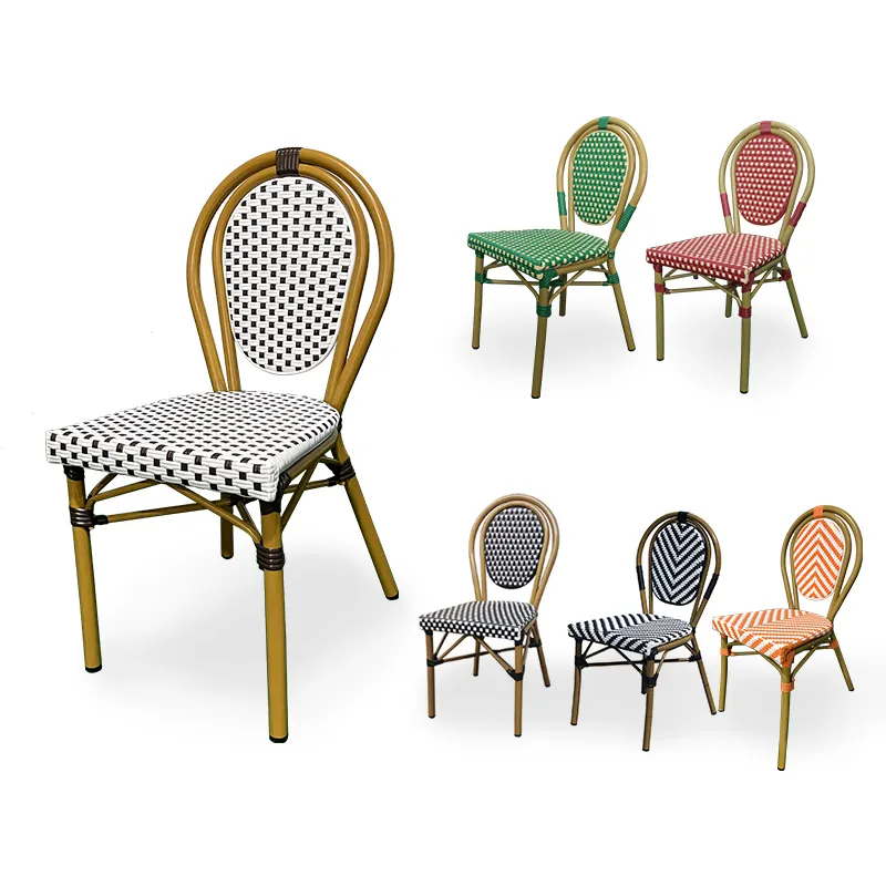 Juecheng outdoor francês bistro rattan cadeiras ao ar livre sala de jantar cadeiras café placa sentado pode ser cadeiras de jardim empilhadas