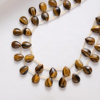 Perles plates en agate de cristal naturel de 14*10 mm, forme goutte d'eau, œil de tigre, perles en vrac pour la fabrication de bijoux, colliers DIY tendance