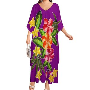 Vestido de Fiesta Largo para Mujer, Cuello Redondo, Estampado Tropical Hawaiano, Corte Holgado, Cintura Natural, Ecológico y Transpirable - Product Image 1