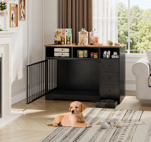 Gabbia per Cani da 121 cm con Cassetti Portaoggetti, Robusta Gabbia in Legno per Interni, Tavolino Gabbia per Cani di Taglia Grande - Product Image 3