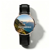 Reloj con Foto y Logotipo Personalizado para Hombre y Mujer, Reloj de Pulsera Personalizado con Correa de Cuero para Regalo Promocional
