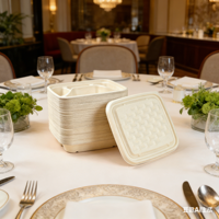 Barquette alimentaire jetable compostable moderne Hainan Go Food, assiettes biodégradables à 4 compartiments en bagasse de canne à sucre, boîte à lunch, plateau alimentaire
