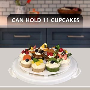 กล่องใส่เค้กทรงกลมพร้อมฝาปิดและหูหิ้ว กระเป๋าเก็บความร้อนสำหรับขนส่งเค้ก คัพเค้ก และพาย เพื่อการขนส่งที่ปลอดภัย - Product Image 4