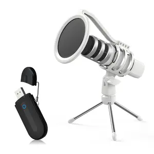 2024 New Arrival ZTD10WL White Color 192KHz/24Bit All-in-one Wireless UHF Rechargeable Condenser USB Microphone