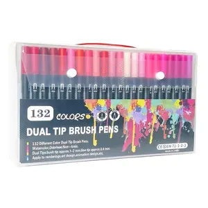 132 Colouring Pens Dual Tip Brush Pens Brush Tip Art Markers for Colouring Sketching