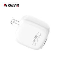 Chargeur mural WISESIR 65W Premium GaN USB-C PD 3.0 à charge rapide PPS, efficacité 92%, pour mobile, ordinateur portable, voyage, usage domestique