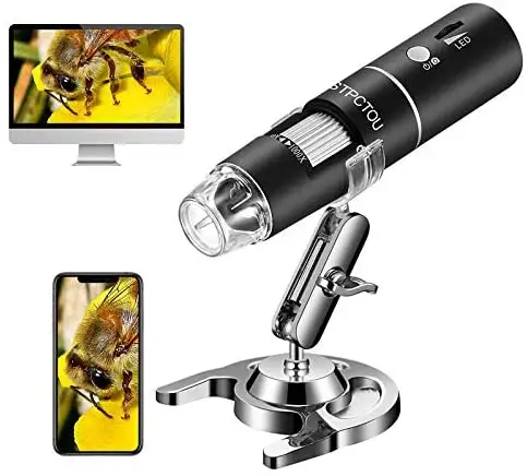 Mikroskop Digital Nirkabel 50X-1000X 1080P, Mikroskop Kamera Mini WiFi USB Portabel Genggam