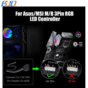 12 port 5V 3Pin RGB Hub Breakout Board dengan SATA 15PIN konektor daya Pad magnetik