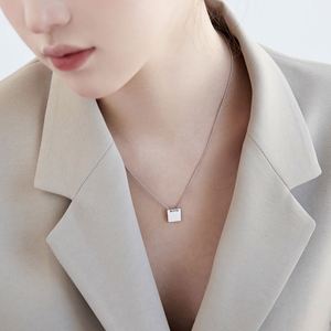 Dylam 18K Gold Plated S925 Silver Dainty Necklace Empty Square Pendant Necklace Link Chain Necklace for Women Jewelry <b>Gifts</b> - Product Image 5