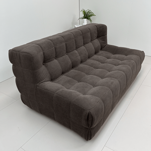<span class=keywords><strong>Sofa</strong></span> dua dudukan cokelat modern untuk ruang tamu, berbahan <span class=keywords><strong>corduroy</strong></span> tanpa rangka, dengan busa vakum tekan, terkompresi. - Product Image 3
