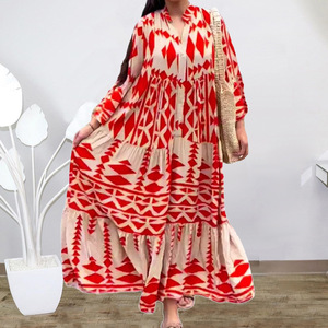 Vestido estampado <span class=keywords><strong>de</strong></span> manga larga para <span class=keywords><strong>mujer</strong></span>, falda larga <span class=keywords><strong>de</strong></span> cintura alta <span class=keywords><strong>de</strong></span> manga larga con un solo pecho, nuevas vacaciones, ropa informal holgada para <span class=keywords><strong>mujer</strong></span> - Product Image 4