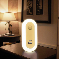 A94T Nouvelle conception de veilleuse à capteur de mouvement LED à brancher, veilleuse tactile à intensité variable pour chambre à coucher, bureau, toilettes, veilleuse intelligente