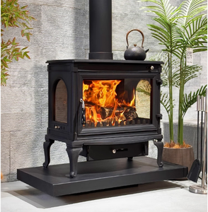 Estufa de Leña Moderna Independiente para Sala de Estar, Chimenea Interior con Construcción de Acero Corten y Hierro Fundido - Product Image 1