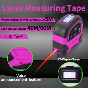 Misuratore <span class=keywords><strong>Laser</strong></span> Digitale di Lunghezza, Area e Volume 40m/60m, Metro a Nastro ad Alta Precisione con Memoria e Ricarica Tipo C - Product Image 2