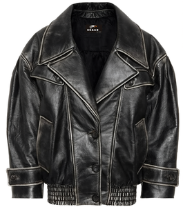Chaqueta de Motocicleta de Cuero Genuino para Mujer, Transpirable, Estilo Hombro Caído, Diseño Casual para Chicas, con Acabado Desgastado - Product Image 1