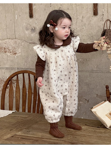 Nouvel ensemble automne-hiver pour bébés et enfants : barboteuse deux pièces à motif floral français pour bébés filles - Product Image 5