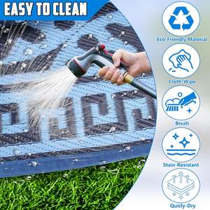 <span class=keywords><strong>Tapis</strong></span> d'extérieur léger résistant aux UV, anti-sable, lavable et réversible pour le camping, la plage et les pique-niques - Product Image 4