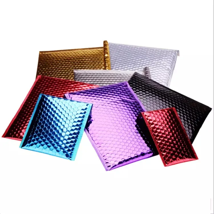 Fabriek Aangepaste Kleur Metallic Holografische Aluminiumfolie Gewatteerde Bubble Mailer Wrap Bubble Envelop