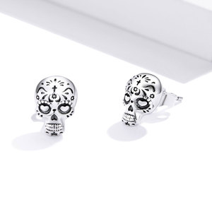 Ultimo Disegno Unico Cool Skull 925 <span class=keywords><strong>Orecchini</strong></span> In <span class=keywords><strong>Argento</strong></span> Sterling - Product Image 1