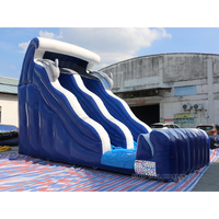 Glissière gonflable de dauphin de vague de PVC bleu de 18 'de haut pour le terrain de jeu extérieur et le parc à thème de l'enfant de l'usine d'Inflatables de la Chine