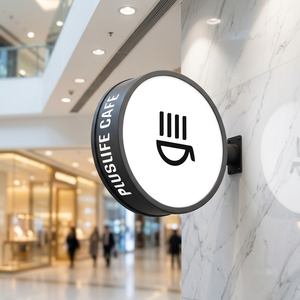 Letrero Luminoso LED Personalizado para Exteriores BG Sign, Letrero Redondo de Acrílico y Metal para Cafetería, Exhibición Comercial - Product Image 1