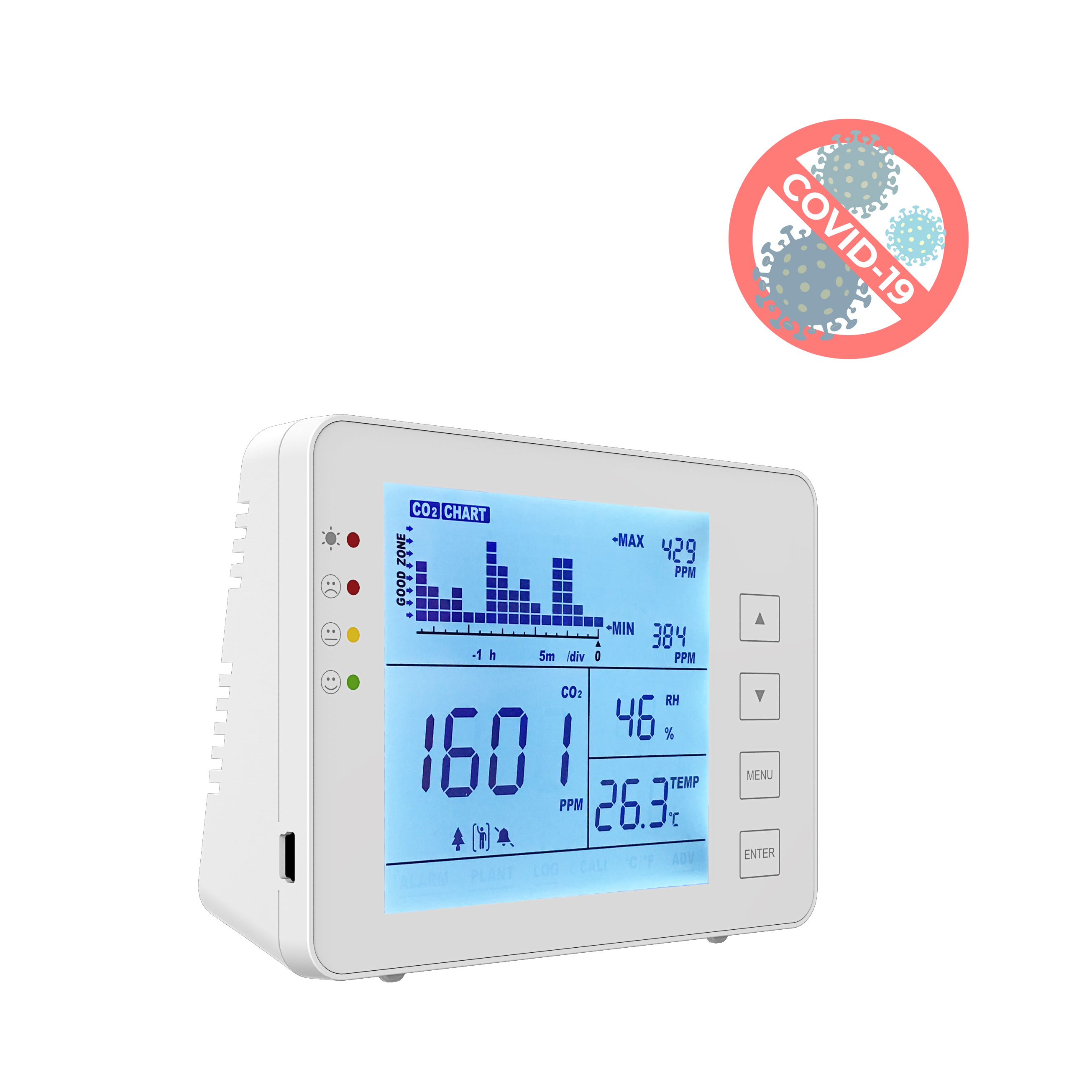 Moniel Data Logging Carbon Dioxide Detector Air Quality Monitor Meter with Data Logging Clock Function 5.5-inch Large LCD Wall Mountable CO2 Detector Carbon Dioxide Indicator Multifunctional Tester Moniel Data Logging Carbon Dioxide Detector Air Quality Monitor Meter with Data Logging Clock Function 5.5-inch Large LCD Wall Mountable CO2 Detector Carbon Dioxide Indicator Multifunctional Tester