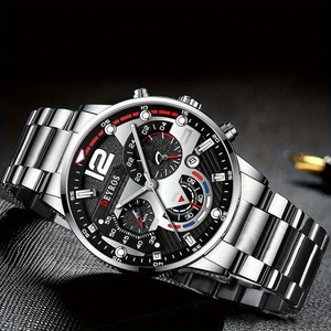 Set di 2 Orologi di Lusso da Uomo, Moda Business, in Acciaio Inossidabile con Data, Analogici al Quarzo, Idea Regalo - Product Image 5