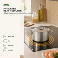 Marmite en acier inoxydable 304 de 8 cm, triple épaisseur, avec couvercle en verre, pour induction et petite casserole à soupe, OEM, vente en gros
