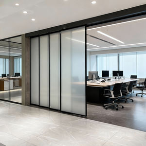 Porta Scorrevole Automatica in Vetro Moderna per Ufficio Americano, Parete Divisoria in Vetro e Alluminio per Cliniche e Ospedali - Product Image 5