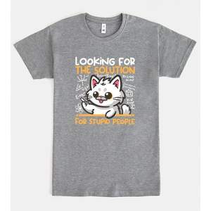 Looking For The Solution Cat Math Design Camiseta gris unisex mediana - Product Image 1