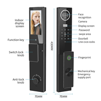 Kunci Pintu Digital Pintar Israel Mortise 6590 Ukuran Sabbath Tuya WiFi dengan Kamera Panggilan Video Pengenal Wajah 3D Sidik Jari