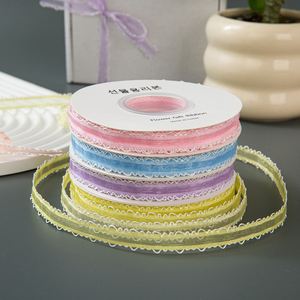 Ruban en satin polyester classique et polyvalent à double bord ondulé de 1 cm x 20 yards pour bouquets de fleurs, nœuds papillon et projets DIY - Product Image 3