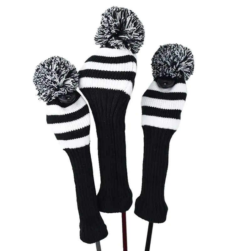 3Pcs Golf Club Head Covers Set Knit Golf Headcover Driver Cover Set Met Roterende Club Nummer Tags