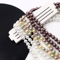 Collier Lariat noué en perles d'imitation nacrées de 150 cm, perles de verre multicolores de 8 mm, classique unisexe, vente en gros