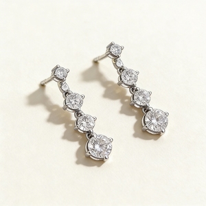 लक्जरी फैशनेबल रिलीज सुरुचिपूर्ण नया डिजाइन 18k वास्तविक सोने की अंगूठी गोल आकार प्रयोगशाला में उगाए गए हीरे के गहने इयररिंग स्टड - Product Image 2