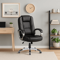 Chaise de bureau exécutive avec soutien lombaire, accoudoirs, massage, pivotante, en cuir PU